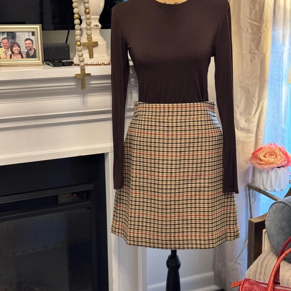 🤎🧡 NWT J. CREW PLAID WOOL SKIRT!